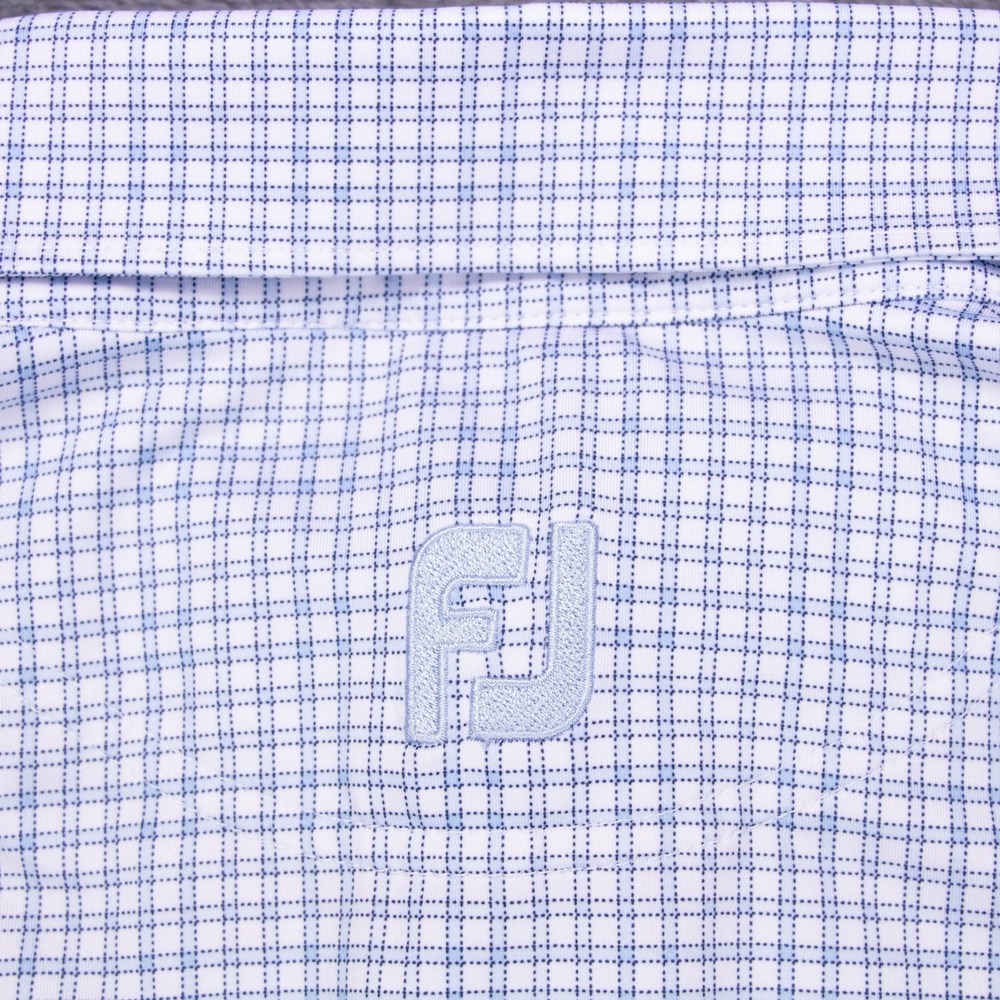 FootJoy Golf Polo Shirt Mens XL‎ Blue White Check Plaid Short Sleeve Stretch - Picture 7 of 9